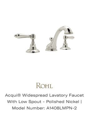 NIB Rohl Acqui Widespread Bathroom Faucet with Pop-Up Drain – Polished Nickel